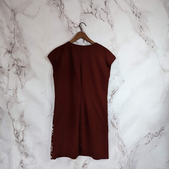 Zara Brown Embroidered Potato Bag Dress Short Sleeve Mini Women's Small - Picture 9 of 14